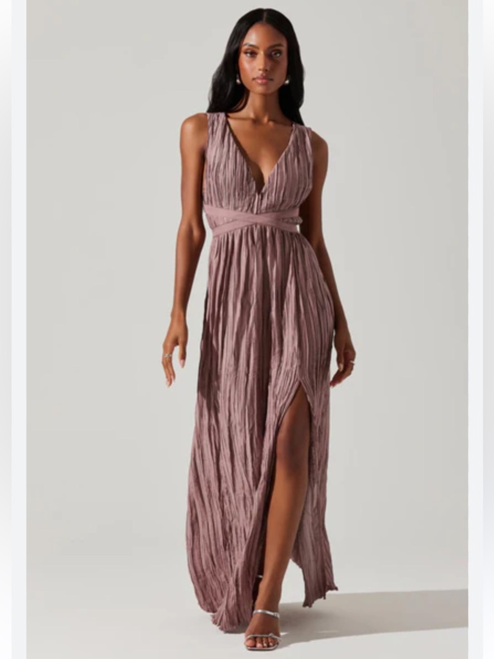 Astr The Label Tesni Pleated Maxi Dress Size S